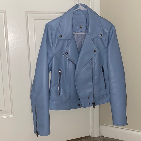 Blank NYC Blue Vegan Leather Jacket NWOT - Picture 2 of 7